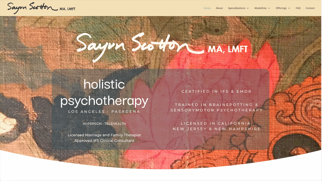 Sayun Scotton, MA, LMFT website